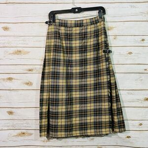 Unbranded Women 100% Pure Wool Plaid Pleated Kilt Wrap Skirt Size 14